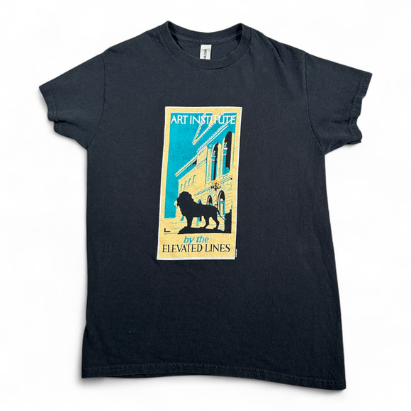 Art Institute Chicago Shirt Adult SMALL Black Museum School Elevated Lines Lion - Picture 1 of 6